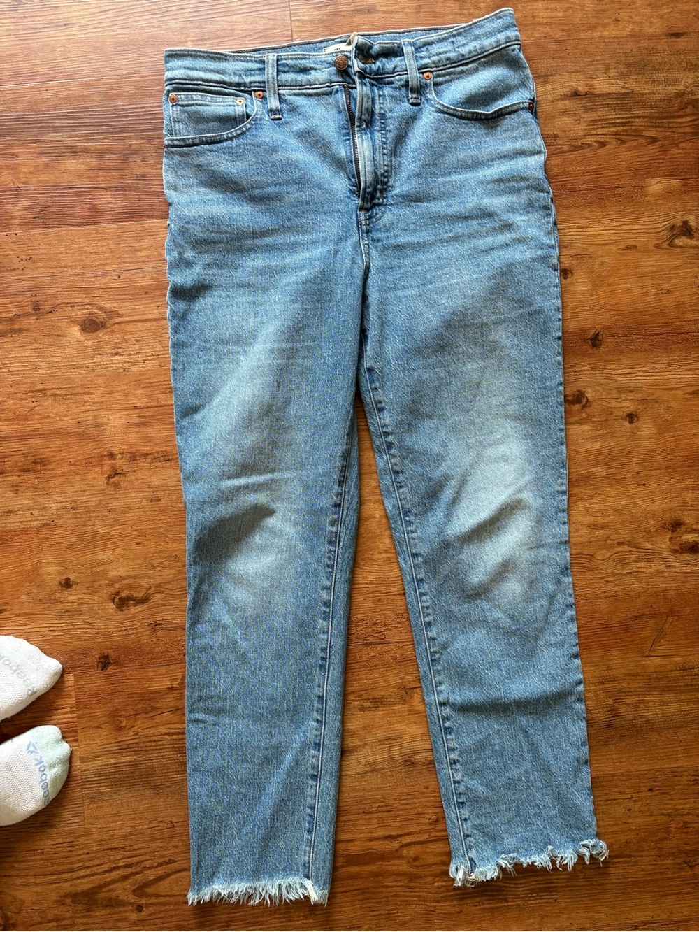 Madewell Light Blue Straight-Leg Jeans with Raw Hem